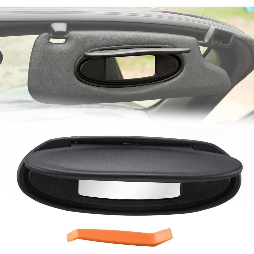 imageReplacement Sun Visor Vanity Mirror Covers Driver or Passenger Side Visor Mirror Lid for Porsche 996997911 986987 for Boxster for Cayman 19962010 2Pcs Black1 SETbase and cover