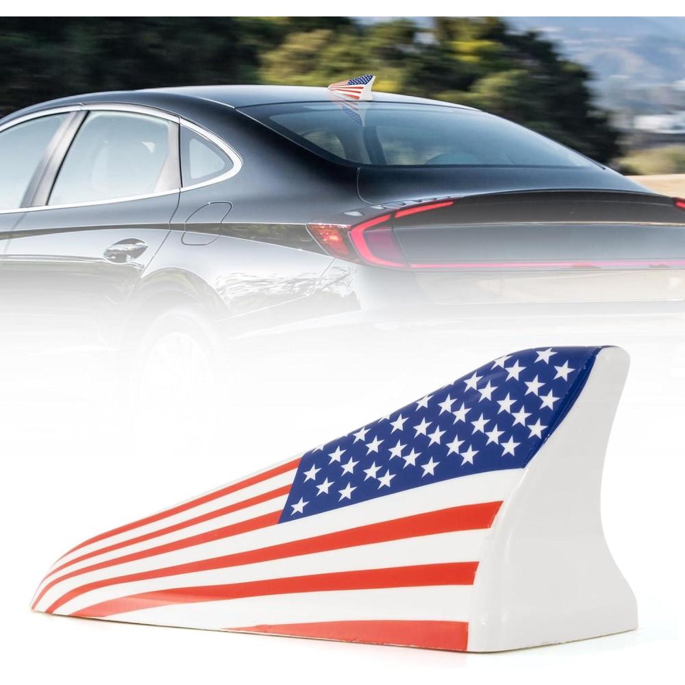 imageShark Fin Antenna CoverCar Roof Antenna Caps fit for Kia Optima 20142020Sonata 2015 2016 2018 2019Genesis Sedan G80 20152017Genesis Coupe 20132015Elantra Sedan 20112016Not SportWhite BaseFlag Logo