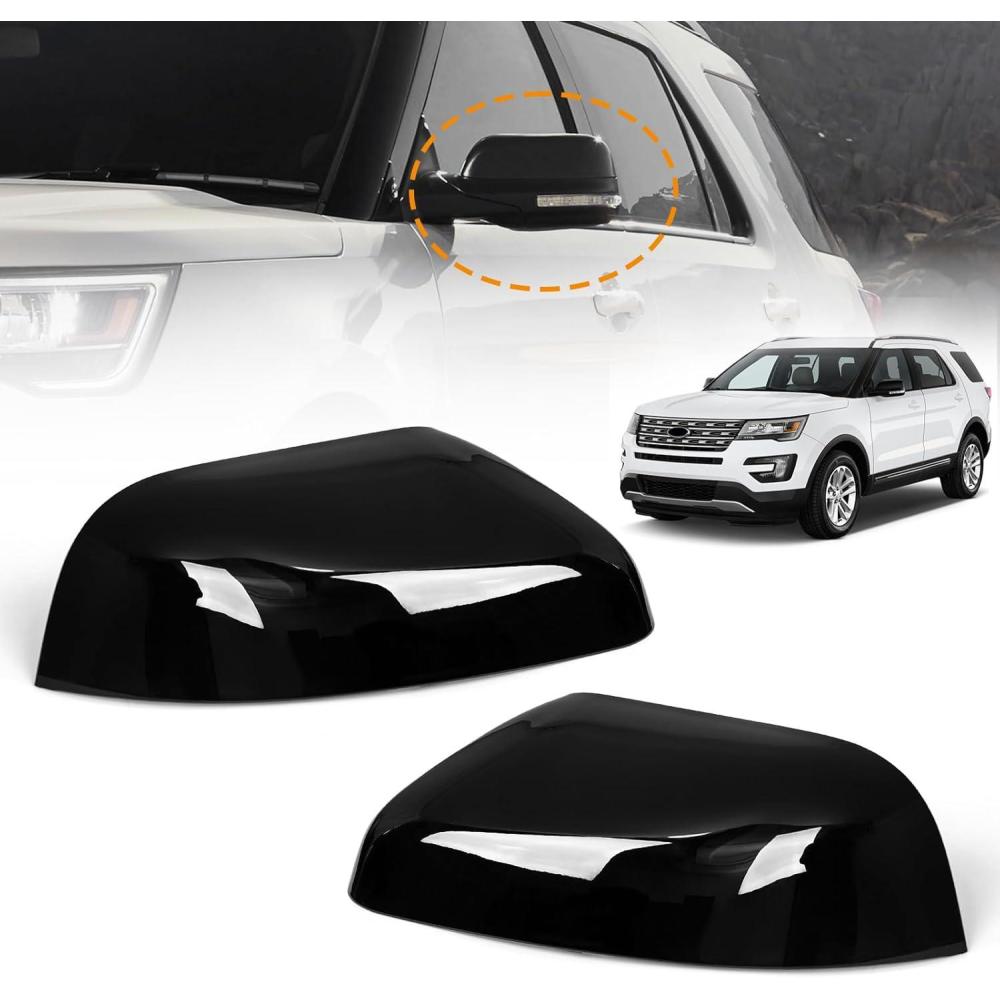 imageSide Mirror Cover Caps Compatible with Ford Explorer 2016 2017 2018 2019Driver Left Passenger Right Outer Rearview Side Mirror CoverGB5Z17D743AAGB5Z17D742AAGlossy Black2PCSLeft  Right Side 1 Pair