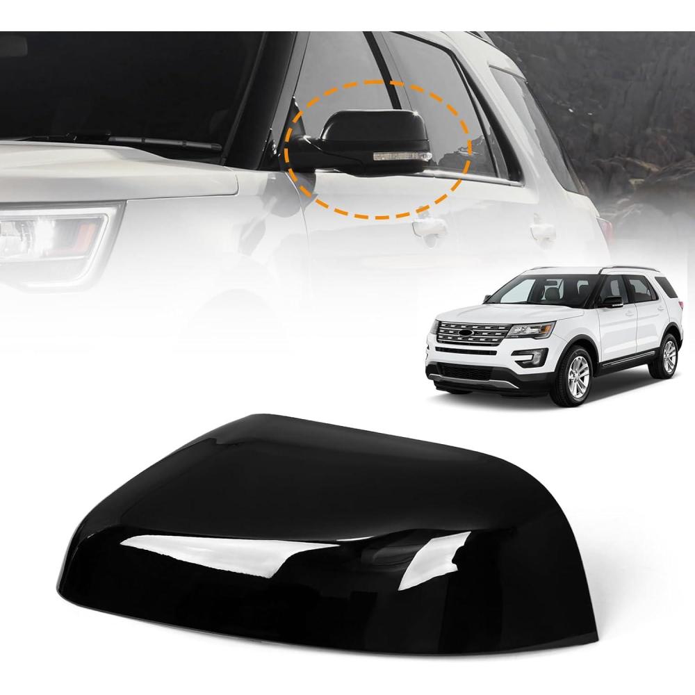 imageSide Mirror Cover Caps Compatible with Ford Explorer 2016 2017 2018 2019Driver Left Passenger Right Outer Rearview Side Mirror CoverGB5Z17D743AAGB5Z17D742AAGlossy Black2PCSDriver Left Side GB5Z17D743