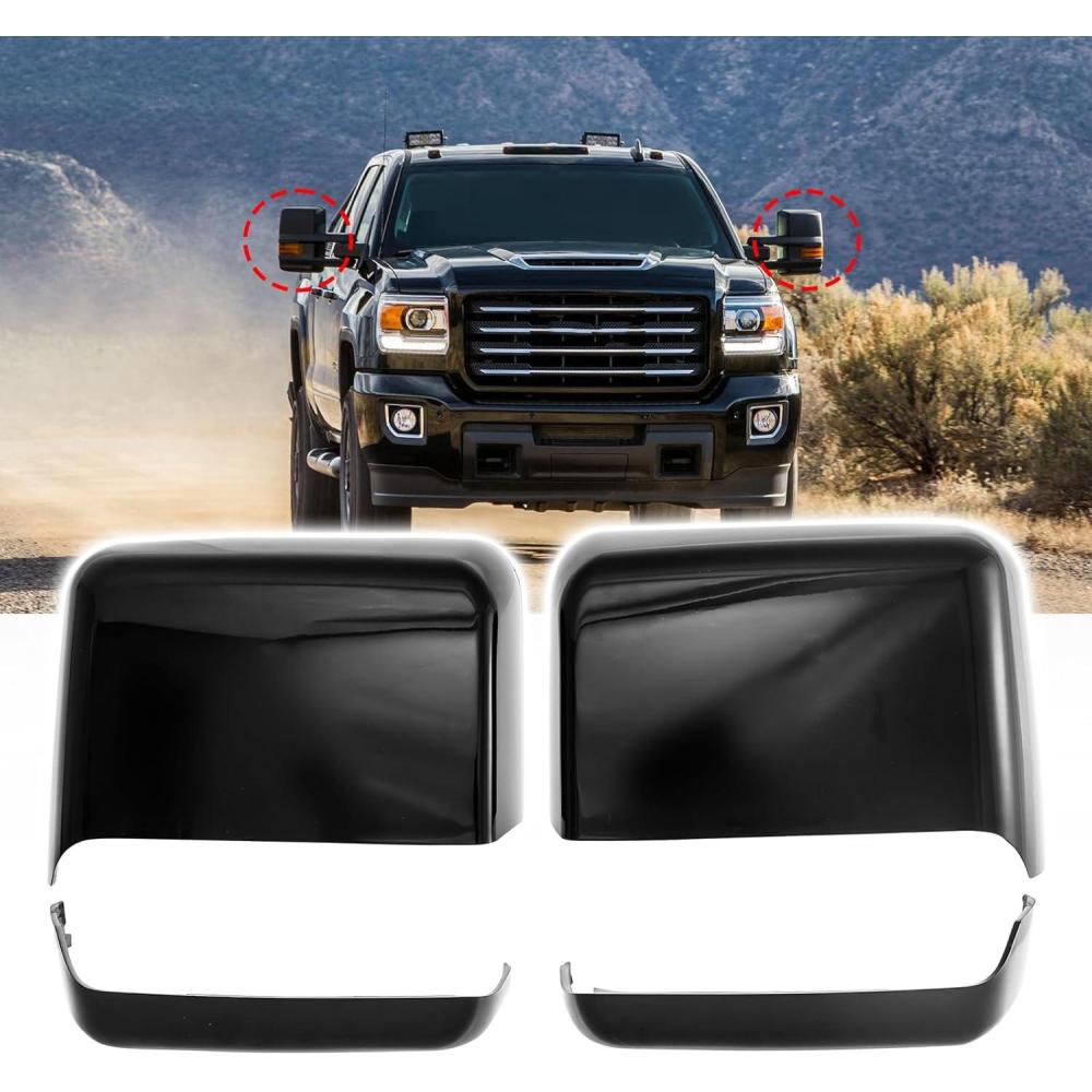 imageTow Mirror Caps fit for For Chevy Silverado GMC Sierra 2014201923444125 23444126 23444119 23444120Front Left Right Door Mirror Housing Covers Caps Top ampamp Bottom ClipOnGlossy Black2PCS
