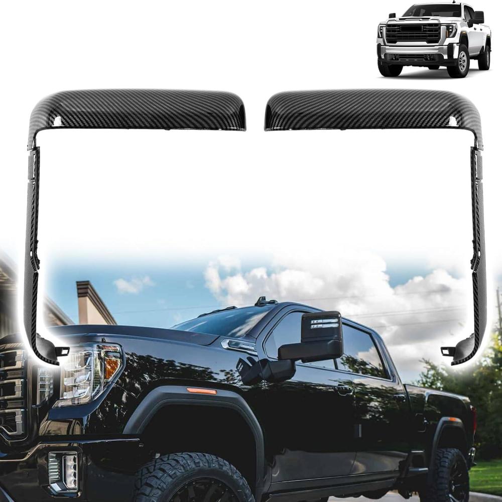 imageUpgraded Tow Mirror Caps fit for Chevy Chevrolet Silverado GMC Sierra 2500HD 3500HD 2020 2021 2022 202384468904 84468910Front Door Exterior Rearview Mirror Edge CoversTopampampSide Edge Parts