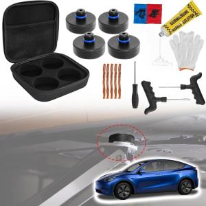 imageCar Lift Jack Stand Rubber PadsJack Lift Padfit for Tesla Model 3YSX 20162023Jacking Point Protector Pads4PCS wRepair Accessories Kit Blue Circle Style