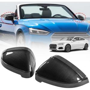 imageDoor Side Rearview Mirror Covers Caps with Lane AssistExterior Back Sight CoversSide Mirror Caps compatible with for 20172019 Audi B9 A4 S4 A5 S5 RS5Glossy Black2PCSCarbon Fiber Look