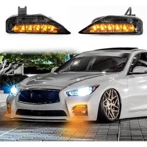 imageFog Light CoversFront Bumper Fog Lamps Bezel Cover TrimFog Light Covers Replacement compatible with Infiniti Q50 Sport Q50S 2014 2015 2016 2017IN1038106 IN1039106622574GA1A 622564GA1ASmoked Lens Fog Lights for 1420Not Flashing