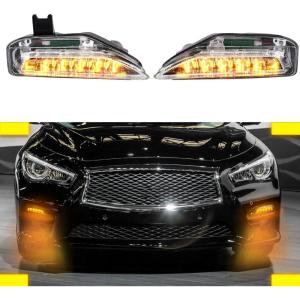 imageFog Light CoversFront Bumper Fog Lamps Bezel Cover TrimFog Light Covers Replacement compatible with Infiniti Q50 Sport Q50S 2014 2015 2016 2017IN1038106 IN1039106622574GA1A 622564GA1AClear Lens Fog Lights for 20142020 Flashing