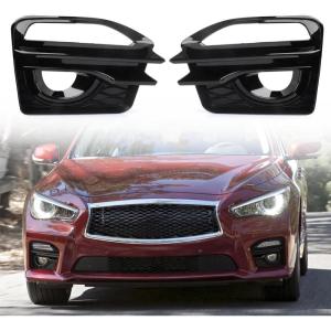 imageFog Light CoversFront Bumper Fog Lamps Bezel Cover TrimFog Light Covers Replacement compatible with Infiniti Q50 Sport Q50S 2014 2015 2016 2017IN1038106 IN1039106622574GA1A 622564GA1ABlack Fog Light Cover for 20142017 Sport Model