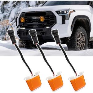 imageFront Center Bumper LED Grill Lights3PCS Amber Grill Lights wWiring Harness fit for Toyota Tundra for TRD Pro 2022 2023 2024Yellow Front Grill LightsExterior Lighting AccessoriesSet of 33Front Center Grille Lights Kit