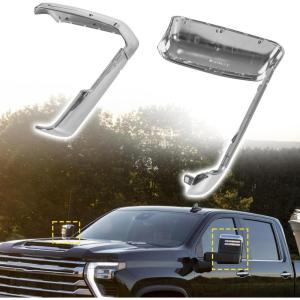 imageTow Mirror Caps fit for Chevy Chevrolet Silverado GMC Sierra 2500HD 3500HD 2020 2021 2022 2023 84468904 84468910Top ampamp Side ClipOn Front Door Mirror Housing Covers CapsChrome