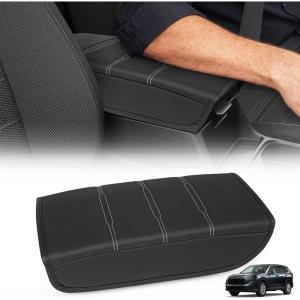imageCenter Console Armrest Cover Compatible with Honda CRV LX EX Sport Hybrid EXL Sport Touring Hybrid Accessories 2023 2024 2025 2026 Vegan Leather Soft Armrest Protector Red StitchingWhite Stitching