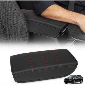 imageCenter Console Armrest Cover Compatible with Honda CRV LX EX Sport Hybrid EXL Sport Touring Hybrid Accessories 2023 2024 2025 2026 Vegan Leather Soft Armrest Protector Red StitchingRed Stitching