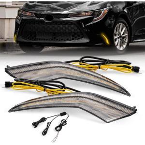 imageLED Fog LightDaytime Running Fog Light AssemblyAmberWhiteBlue DRL Fog Light Replacement fit for Toyota Corolla L LE XLE Hybrid 2020 2021 2022Front Bumper Fog Lamp WWiring Harness2PCS