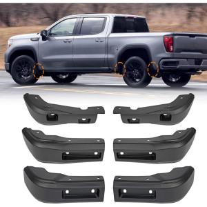 imageMud Flap Delete Compatible with GMC Sierra 1500 20192025Front and Rear Mud Guards Replacement Kit Exterior AccessoriesAll Weather Mud Flap ProtectorsNo CuttingNo DrillingABS6PCS